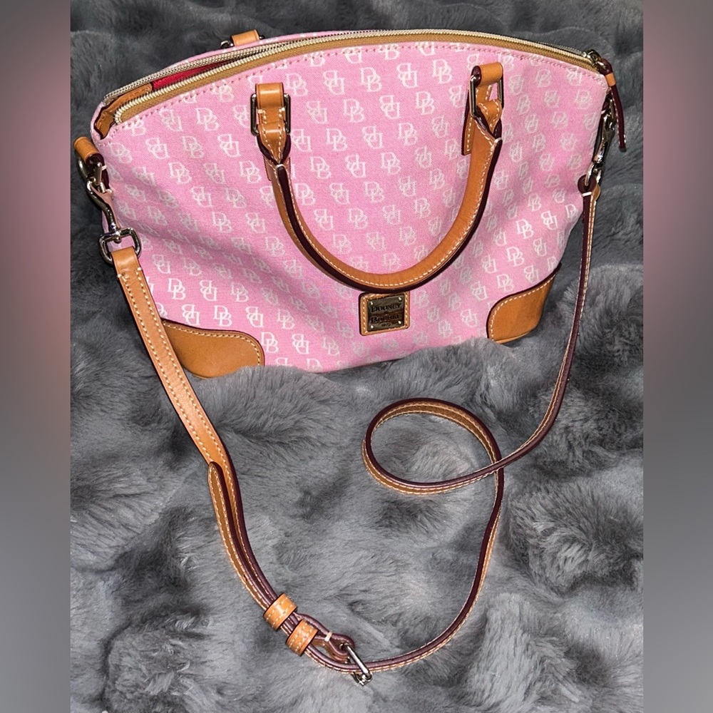 Mint Condition Dooney & Bourke Logo Pink and Brown Women's Satchel